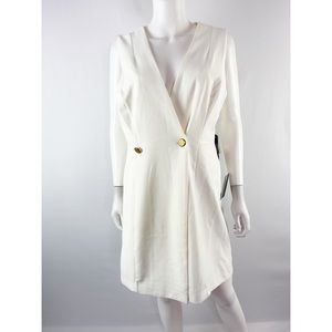 NEW Bebe Size M Ivory White Sleeveless Tuxedo Style Shift Dress